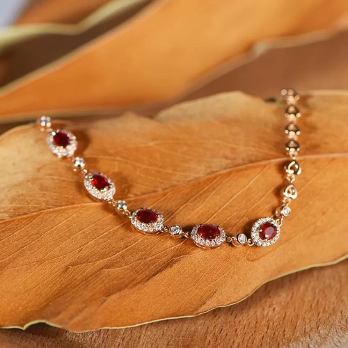 Red Ruby & Diamond Gold Bracelet SS4003