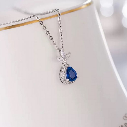 Pear Sapphire & Marquise Diamond Necklace SS2015