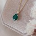 Pear Drop Emerald 14K Yellow Gold Necklace 
