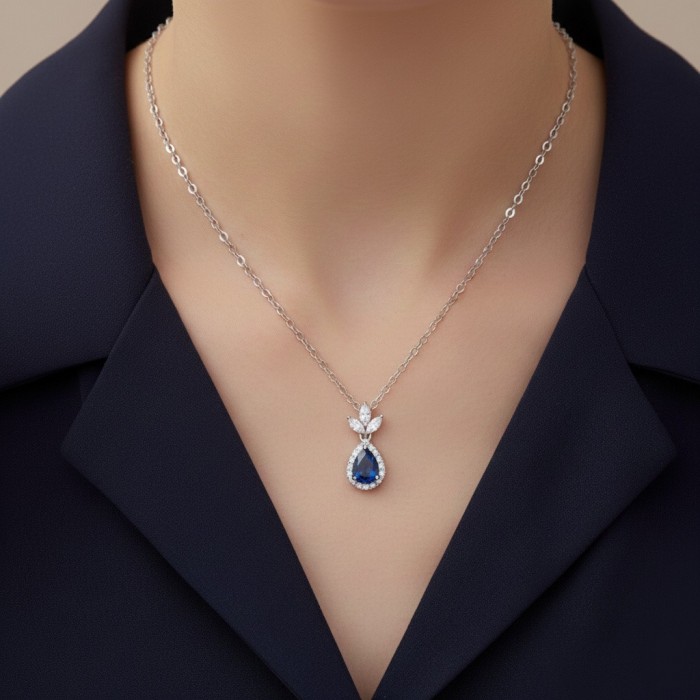 Pear Sapphire & Marquise Diamond Necklace SS2015
