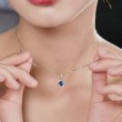 Oval Safir Ve Pırlanta Klasik Anturaj Kolye SS2022