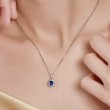 Oval Safir Ve Pırlanta Klasik Anturaj Kolye SS2022