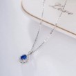 Oval Safir Ve Pırlanta Klasik Anturaj Kolye SS2022