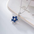 Oval Mavi Safir Ve Pırlanta Tasarım Kolye SS2003