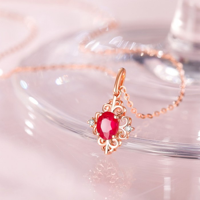 Ruby & Diamond Gold Vintage Necklace SS2001