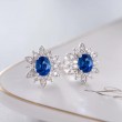 Ceylon Mavi Safir Ve Pırlanta Vintage Küpe SS3021