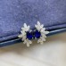 Oval Blue Sapphire & Diamond Leaf Earrings SS3009