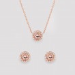 Morganite & Diamond Necklace Earrings Set 