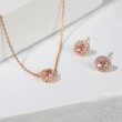 Morganite & Diamond Necklace Earrings Set 