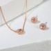 Morganite & Diamond Necklace Earrings Set 