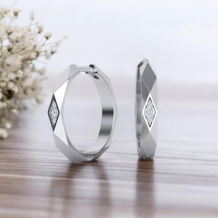 Diamond Wedding Bridal Hoop Earrings SS3032