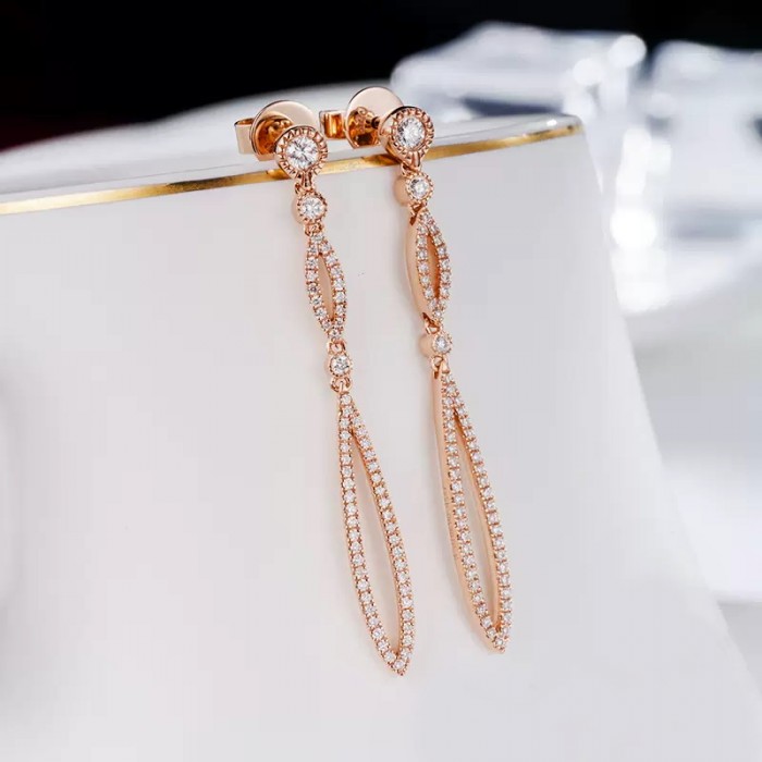Pırlantalı Özel Tasarım Rose Gold Küpe SS3007