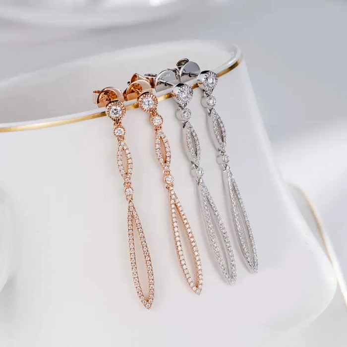 Pırlantalı Özel Tasarım Rose Gold Küpe SS3007