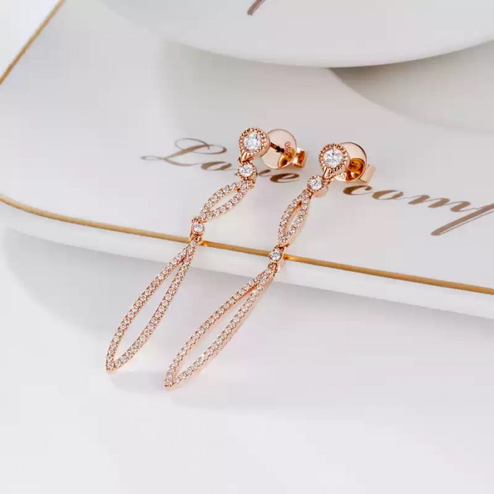 Pırlantalı Özel Tasarım Rose Gold Küpe SS3007