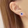 Oval Mavi Safir Ve Pırlanta Vintage Küpe SS3010