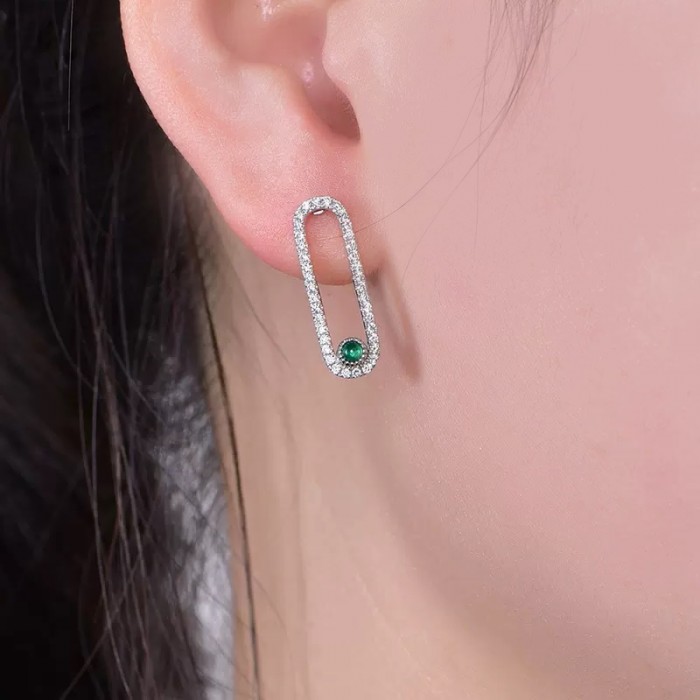 Cabochon Emerald & Diamond Gold Earrings SS3008