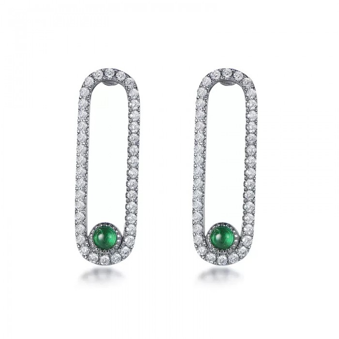 Cabochon Emerald & Diamond Gold Earrings SS3008