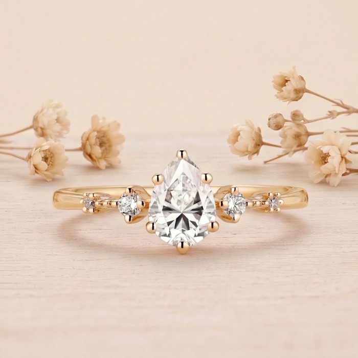 Pear Drop Cut Diamond Engagement Ring Pear Drop Cut Diamond Engagement Ring