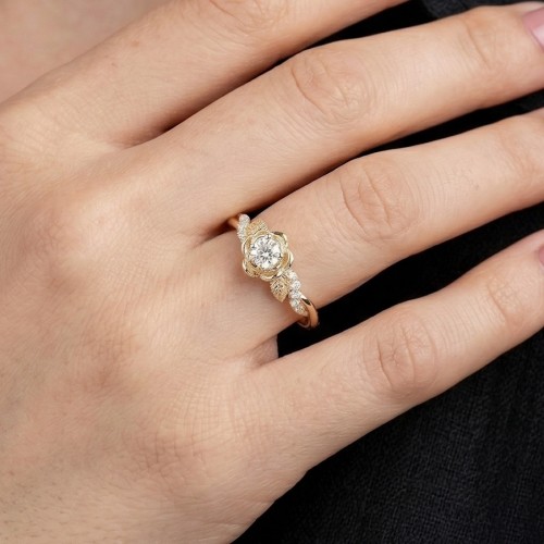 Floral Ivy Leaf Design Diamond Ring SS0362