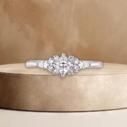 Princess Pear Diamond Engagement Ring 