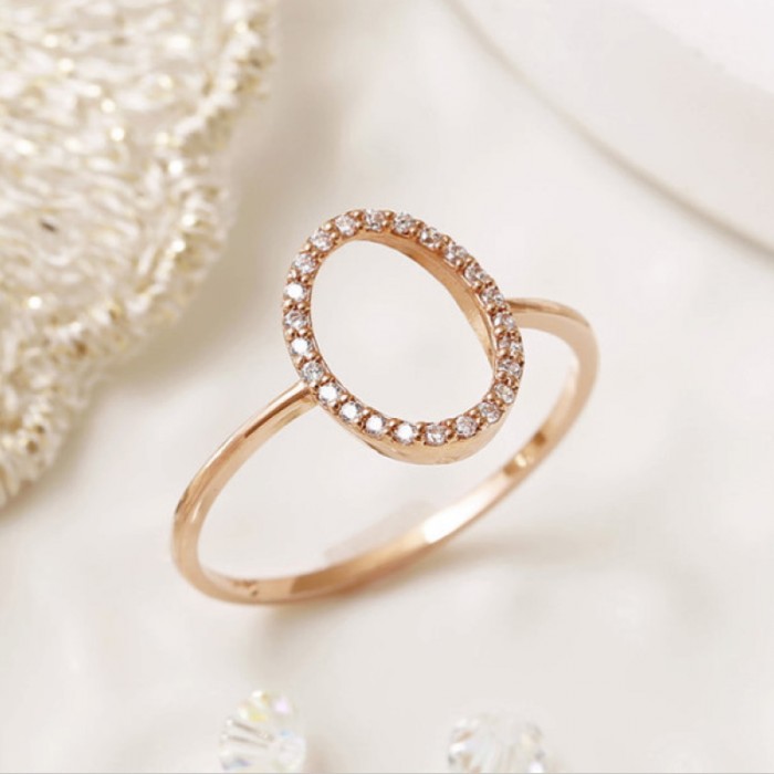 Oval Shape Diamond Open Circle Ring SS0033