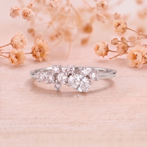 0.56 Carat SI F Color Oval Diamond Asymmetric Ring SS0296