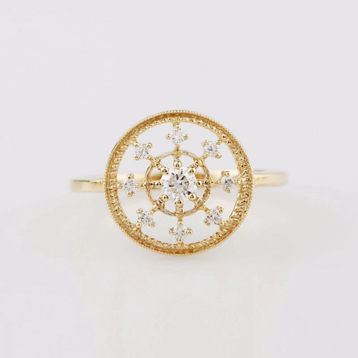 Pırlanta Özel Tasarım Sarı Altın Yüzük SS0140