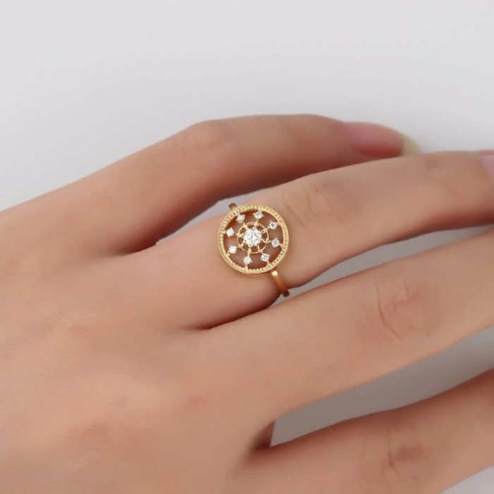 Pırlanta Özel Tasarım Sarı Altın Yüzük SS0140