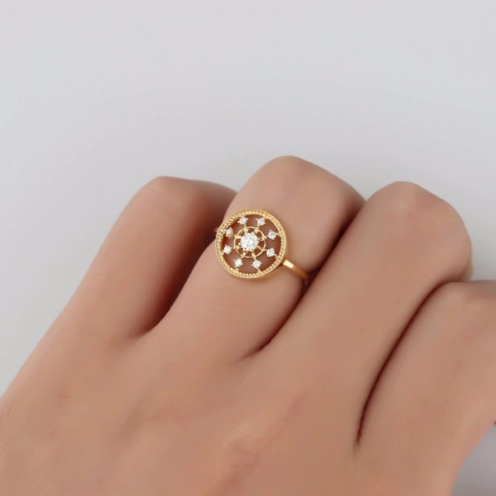 Pırlanta Özel Tasarım Sarı Altın Yüzük SS0140