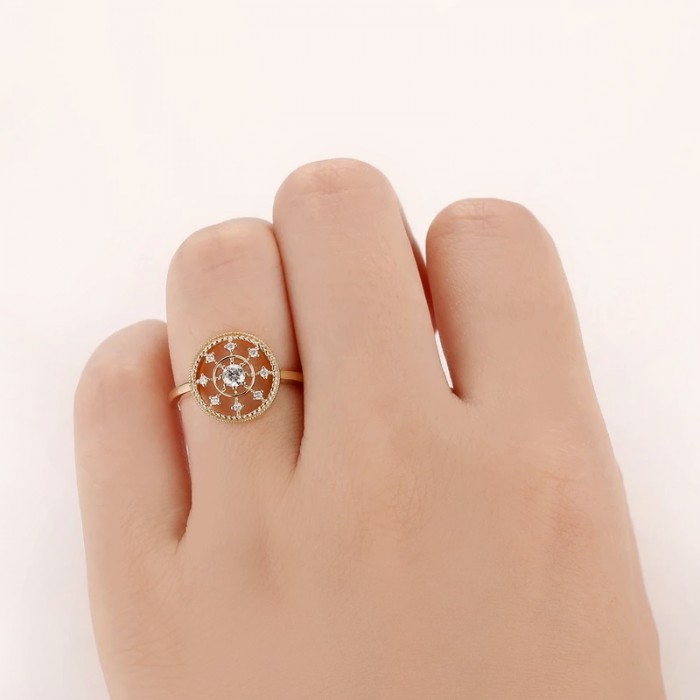 Pırlanta Özel Tasarım Sarı Altın Yüzük SS0140