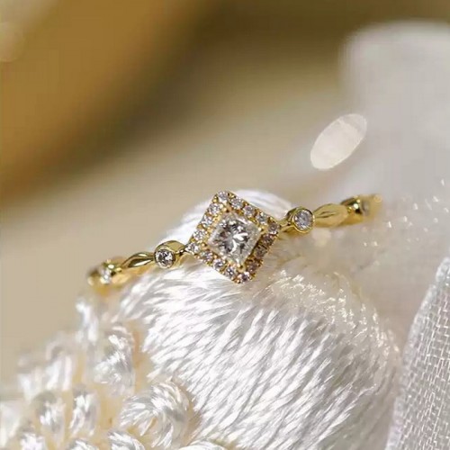 Princess Diamond Rococo Style Gold Ring SS0085