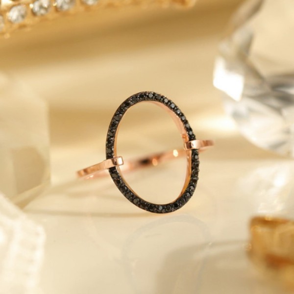 Black Diamond Big Circle Open Ring SS0065