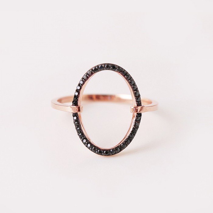 Siyah Pırlantalı Modern Tasarım Yüzük SS0065