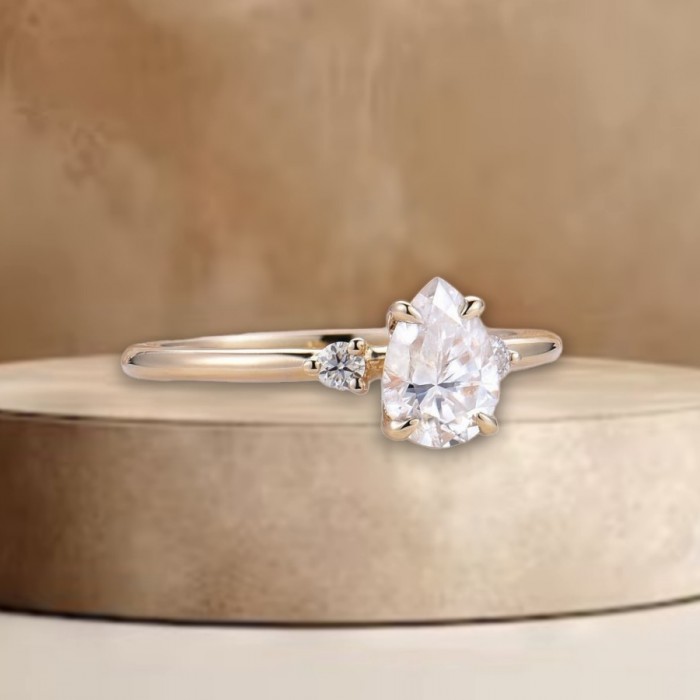 Pear Drop Diamond Classic Engagement Ring 