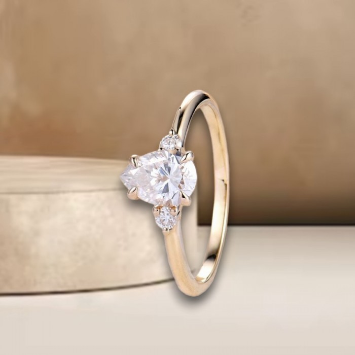 Pear Drop Diamond Classic Engagement Ring 