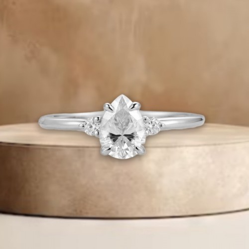 Pear Drop Diamond Classic Engagement Ring 