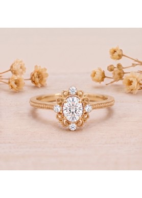 0.48Carat Natural Oval Diamond Vintage Ring SS0419