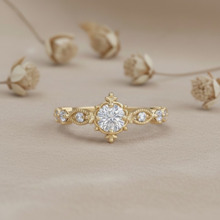 Vintage Style Diamond Engagement Ring