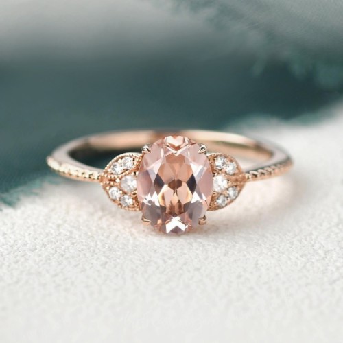 Morganite & Diamond Vintage Style Ring SS0092