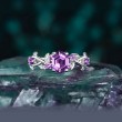 Hexagon Amethyst Ivy Leaf Gold Ring 