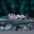 Hexagon Amethyst Ivy Leaf Gold Ring 