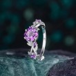 Hexagon Amethyst Ivy Leaf Gold Ring 