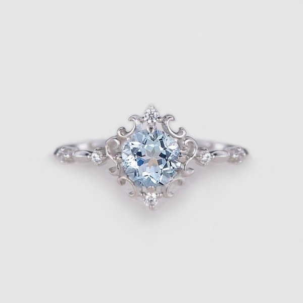Aquamarine & Diamond Engagement Ring SS0333