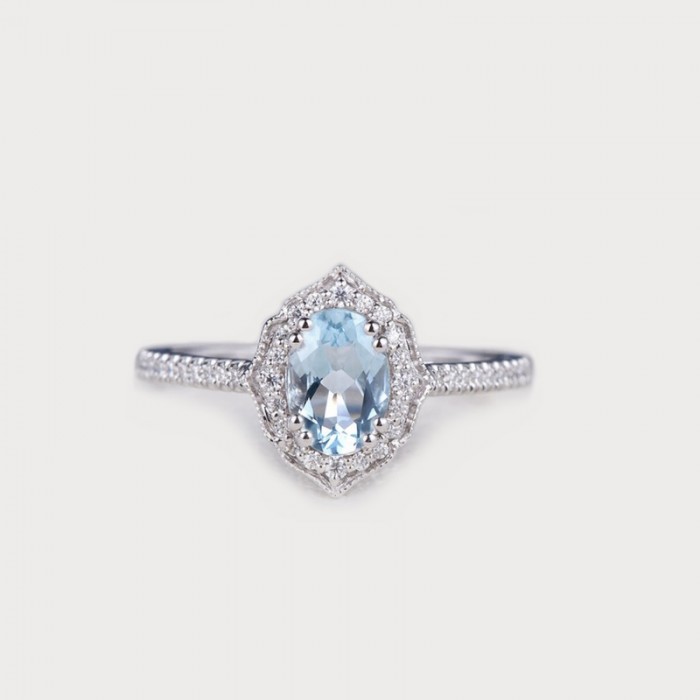 Aquamarine & Diamond Wedding Ring SS0335 Aquamarine & Diamond Wedding Ring SS0335