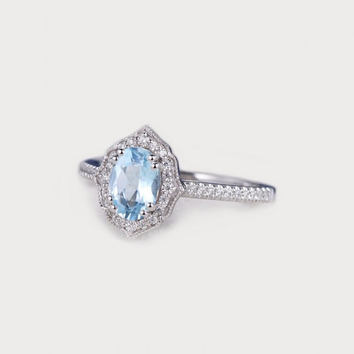 Aquamarine & Diamond Wedding Ring SS0335 Aquamarine & Diamond Wedding Ring SS0335