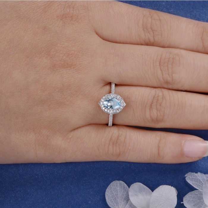 Aquamarine & Diamond Wedding Ring SS0335 Aquamarine & Diamond Wedding Ring SS0335
