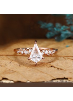 Kite White Aquamarine & Diamond Asymmetric Ring SS0381