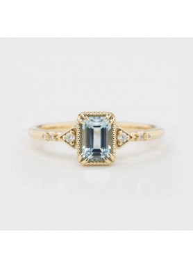 Zümrüt Kesim Aquamarine Ve Pırlanta Yüzük SS0327
