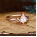 Kite Cut White Aquamarine & Diamond Leaf Ring 
