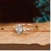 Oval Aquamarine & Marquise Diamond Leaf Ring 